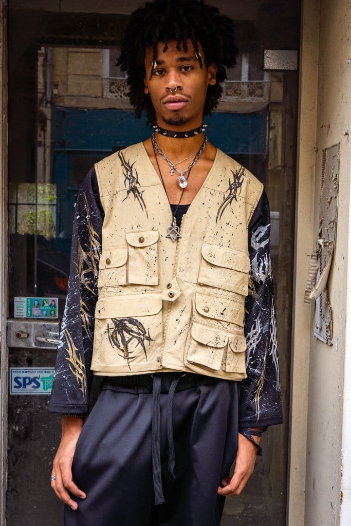 Veste TACTIQUE WEIRDO CLUB en beige, pièce unique upcyclée ecce OPNI