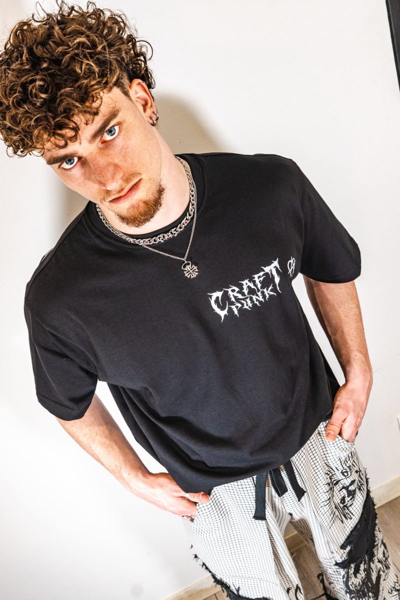 T-shirt CRAFT PUNK imprimé sérigraphie, vêtement upcyclé ecce OPNI