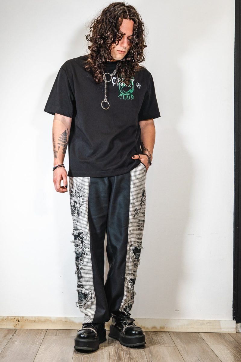 Pantalon LAYERS PANTS en matières nobles superposées, vêtement upcyclé ecce OPNI