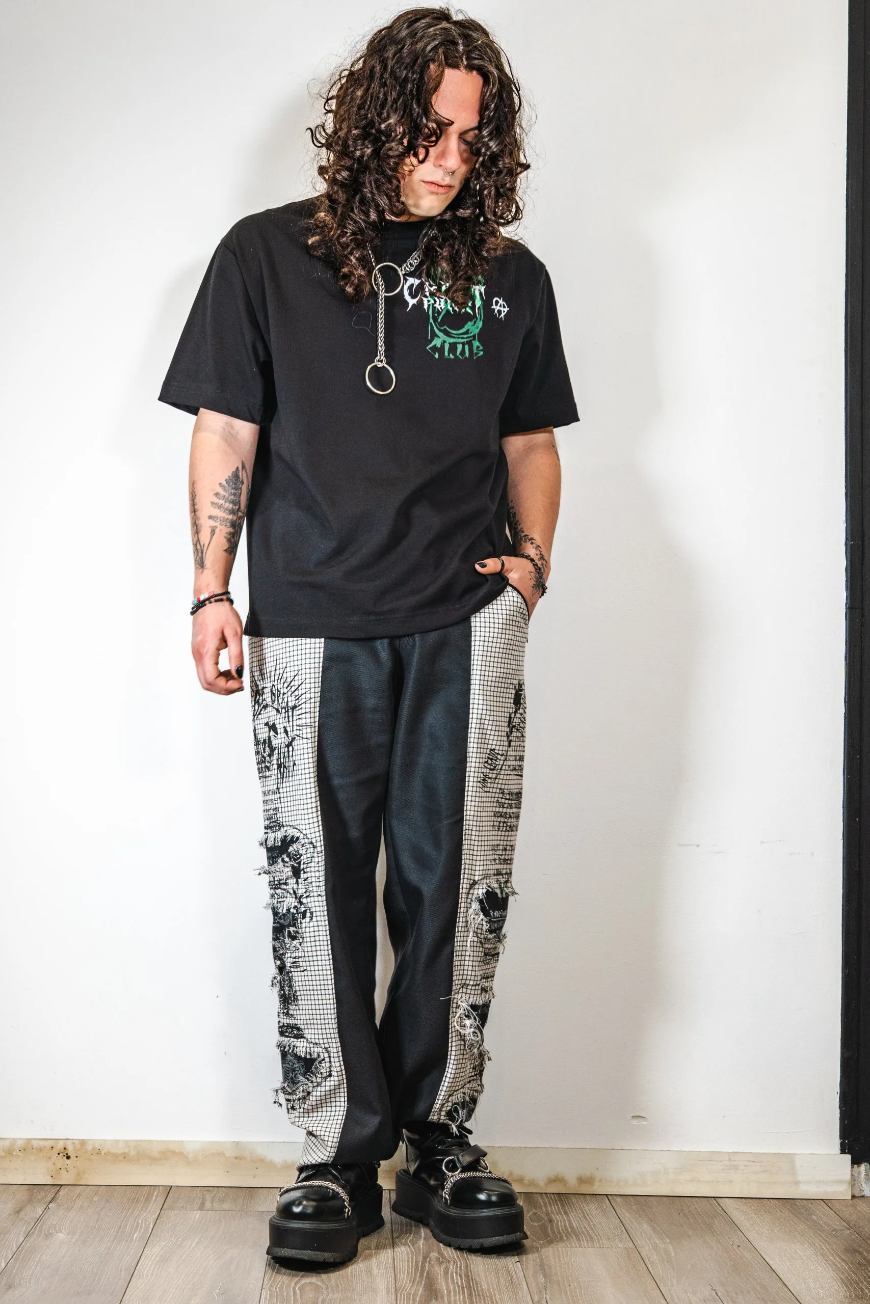 Pantalon LAYERS PANTS en matières nobles superposées, vêtement upcyclé ecce OPNI
